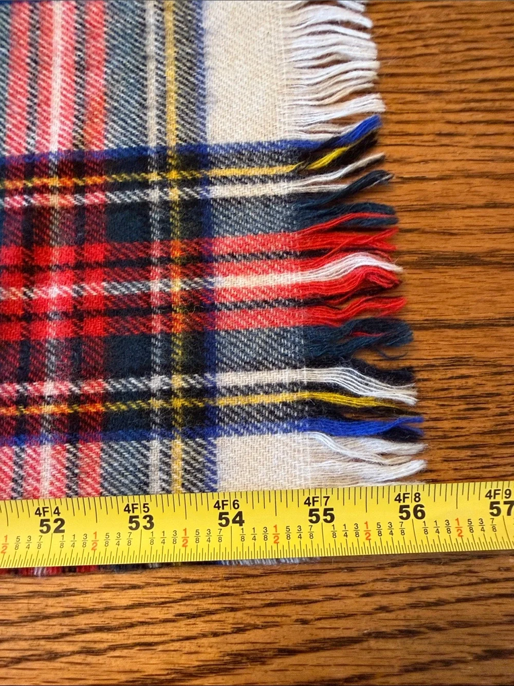 Vintage Made in Scotland 100% Pure Wool Tartan Plaid Scarf Fringe 56”